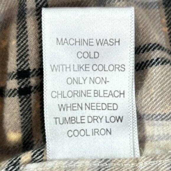 PacSun Flannel Button Down Men's Shirt Sz L Tan, White & Black w/Gold Hints - Picture 5 of 9